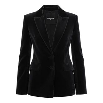 Patrizia Pepe Single-Breasted Fluweel Blazer - Dames - Jassen - Zwart - Maat: S Leer
