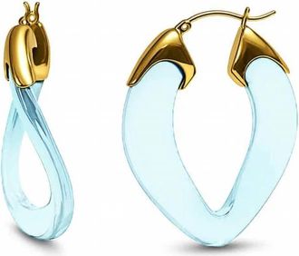 Gold & Honey Womens Curb Link Lucite Birthstone Hoop Earrings In April - Diamond