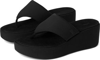 FitFlop Platfforms Wedge Toe-Post Sandals Womens Wedge Shoes All Black : 11 M (B)