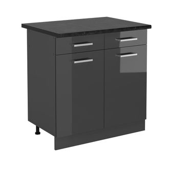 Vicco Mueble Bajo De Cocina R-line, Antracita Alto Brillo, 80 Cm, Et Antracita