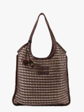 Miu Miu Borsa shopping in rete crochet con logo tono su tono frontale - MIU MIU - gender_Woman