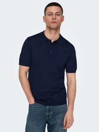 Only & Sons Poloshirt ONLY & SONS ONSWYLER LIFE REG 14 SS POLO KNIT NOOS, Herren, Gr. XXL, blau (schwarz navy), Strick, Obermaterial: 78% Viskose, 22% Polyester, 