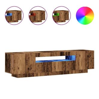 Berkfield Home TV Cabinet with LED Lights Old Wood 160x35x40 cm Engineered Wood in Brown | Size: 160 x 35 x 40 cm
