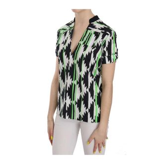 Costume National Shirts, female, Multicolor, Size: XS Geometric Print V-Neck Top