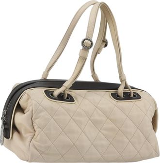 Chanel Matelass&eacute; Lambskin Leather Neutral Leather Handbag (Pre-Owned)