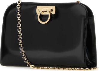 Ferragamo Womens Black Leather Clutch Neroneronero