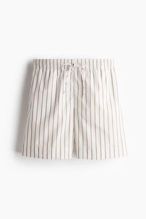 H&M Cotton Drawstring Shorts in White/beige Striped at Nordstrom, Size Xx-Large