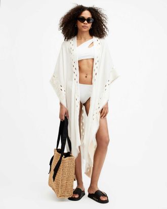 AllSaints Clarissa Logo Print Ruana Scarf