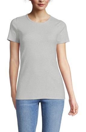Lands End Cotton Rib T-shirt in Soft Light Gray Heather at Nordstrom, Size X-Small P