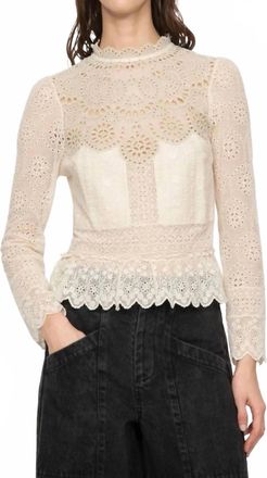 Sea New York Lainey Long Sleeve Top In Cream