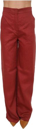Max Mara Broeken, Dames, Rood, XS, Linnen, Tapioca Wijde Broek