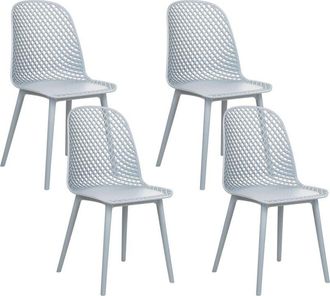 Beliani Set di 4 sedie da pranzo moderne e minimaliste Seduta sintetica blu chiaro Gambe a rete Schienale aperto Emory