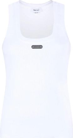Alexander McQueen Witte Logo Plaque Tank Top - Dames - Tops zonder mouwen - Wit - S - Katoen - Tops