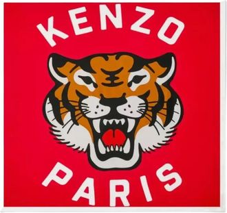 Kenzo Rode Zijden Lucky Tiger Sjaal - unisex - Zijden sjaals - Rood - ONE Size - Accessoires
