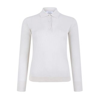 Max Mara Cashmere Knitwear, female, White, Size: L Gitano Polo Sweater