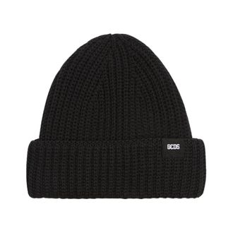 GCDS Giuly beanie met logo-patch - Dames - Hoeden - Zwart - ONE Size - Katoen - Accessoires