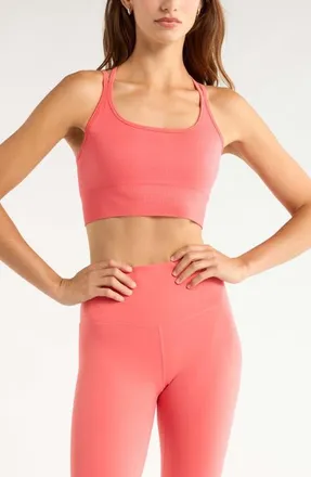 Zella Seamless Strappy Sports Bra in Coral Sharon at Nordstrom, Size X-Large