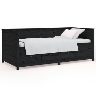 Berkfield Home Day Bed Black 75x190 cm Solid Wood Pine