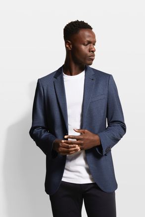 Bugatti Sakko BUGATTI, Herren, Gr. 56, blau (dunkelblau), 65% Polyester, 30% Viskose, 5% Elasthan, slim fit, Manschette, Sakkos Sakko, mit moderner Passform