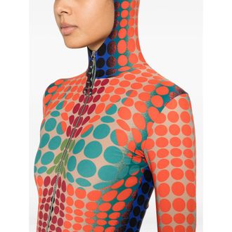 Jean Paul Gaultier Hooded Polka-Dot Jumpsuit - Orange