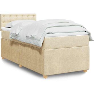 vidaXL Cama Box Spring Con Colch&oacute;n Tela Color Crema 100x200 Cm Vidaxl
