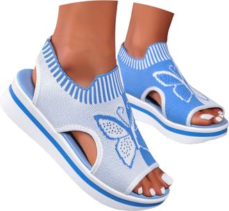 Generic Orthopedic Walking Sandals Women with Arch Support Open Toe Sports Sandals Breathable Knit Summer Shoes Summer Washable Slingback Orthopedic Slide Fla