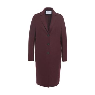 Harris Wharf London Single-Breasted Coats, female, Red, Size: S Elegant Minimalist Wool Coat Aw25