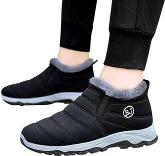 Generic Mens Lightweight Snow Boots, Slip On Shoes Fleece Lined Ankle Boot Warm Cozy Casual Shoe Waterproof Winter Shoes Slip-Resistant Walking Trainers Flat 