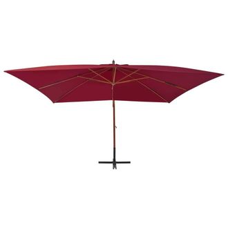 Berkfield Home Cantilever Umbrella with Wooden Pole 400x300 cm Bordeaux Red
