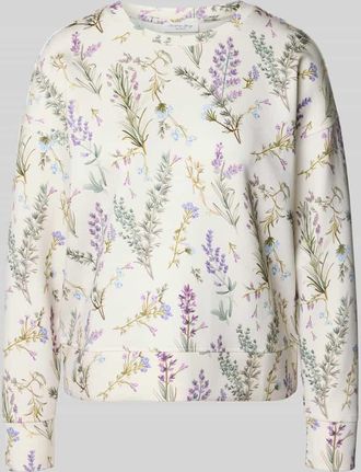 Christian Berg Sweatshirt O-Neck mit Lavendelprint in Offwhite, Gr&ouml;&szlig;e XXL