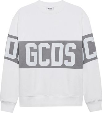 GCDS Band Logo Crewneck - Heren - Sweatshirts - Wit - 2XL - Katoen - Hoodies & sweatvesten
