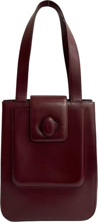 Cartier Wine Red Leather Handbag Shoulder Bag Tote Bag (Pre-Owned)