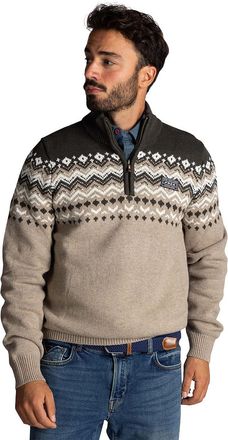 N-Z-A- NEW ZEALAND AUCKLAND NZA trui beige half zip gebreid