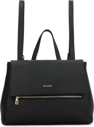 Kazar Leren rugzak met klep - Dames - Rugzakken - Zwart - ONE Size - Leer - Tassen