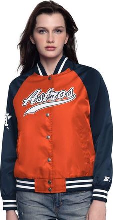 Starter Womens Starter Orange/Navy Houston Astros Home Run Full-Snap Varsity Jacket at Nordstrom, Size X-Large