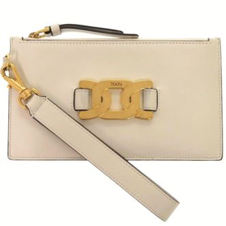 Tod's Ivory Leather Metal Leather Pouch (Pre-Owned)