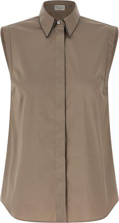 Brunello Cucinelli Sleeveless Shirt Camicie Marrone-Donna