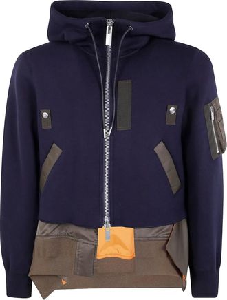 sacai Jack met capuchon, rits en zak - Blauw