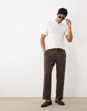 Abercrombie & Fitch Pantaloni sartoriali dritti verde marroni-Marrone