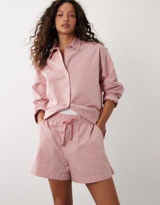 Sweaty Betty Pantaloncini estivi a righe rosa e bianco multicolore