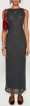 Princess Polly Top of Mind Polka Dot Mesh Maxi Dress in Black at Nordstrom, Size 10