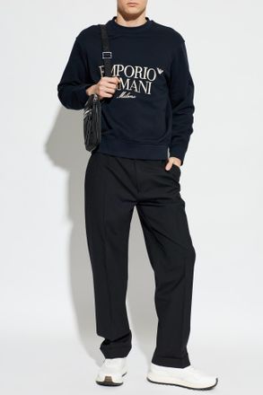 Emporio Armani Sweatshirt With Embroidered Logo, Mens, Navy Blue