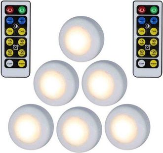 OEM Juego De 6 Focos Led - Blanco C&aacute;lido - Autoadhesivos - Funcionan Con Pilas