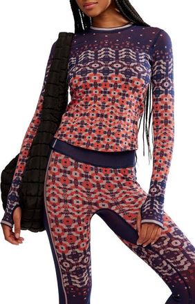 Free People Myoko Jacquard Layer T-Shirt in Apres Navy Combo at Nordstrom, Size Medium
