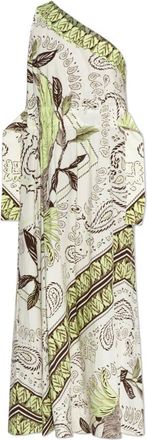 Tory Burch One-shoulder jurk - Dames - Maxi kleedjes - Wit - L - Katoen - Kleedjes