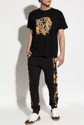 Versace Jeans Couture T-shirt With Printed Logo, Mens, Black