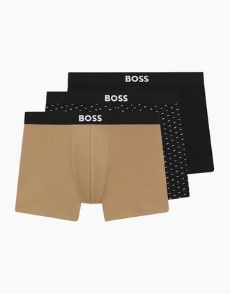 HUGO BOSS Mens Boss One 3 Pack Cotton Stretch Boxer Brief - Brown - Size: 32/33/32