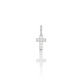 Lily & Roo Solid White Gold Genuine Diamond Individual Tiny Cross Charm