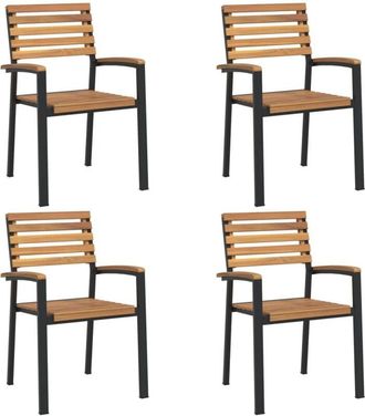 vidaXL vidaXL Stackable Garden Chairs 4 pcs Solid Wood Acacia and Metal