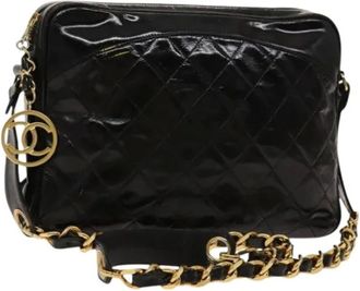 Chanel Pre-owned Cross Body Bags, female, Black, Size: ONE SIZE Pre-owned Vintage Enamel Shoulder Bag